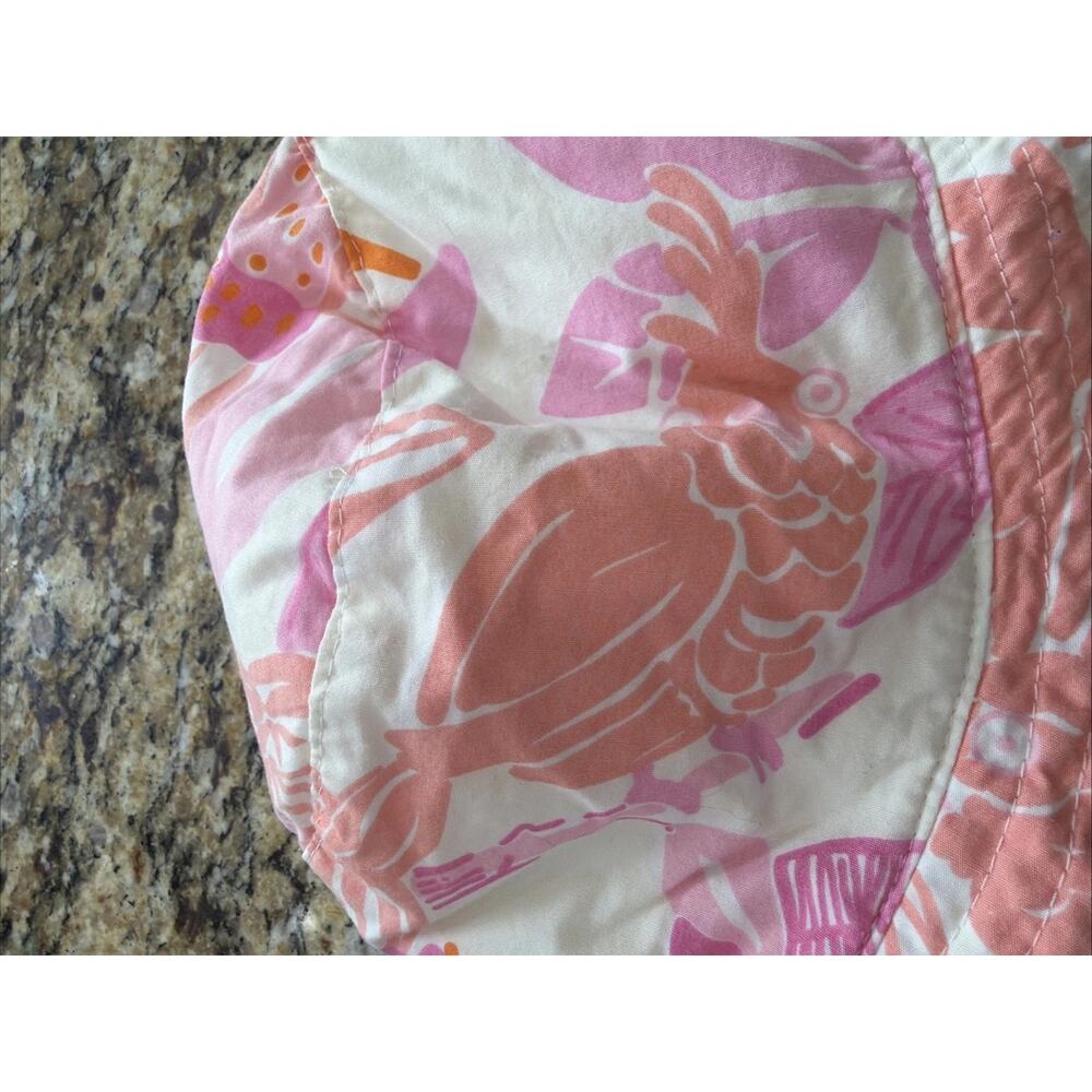 Vintage Lilly Pulitzer Bucket Hat Pink Orange Cockatoo Terry Lined Resort - Picture 8 of 13